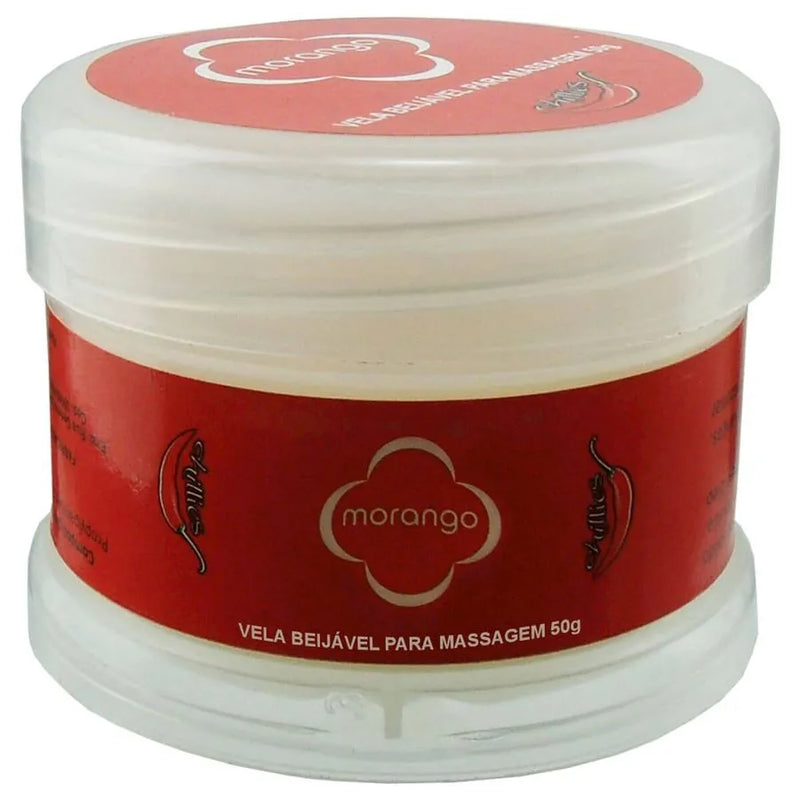 Vela Beijável para Massagem 50g Morango