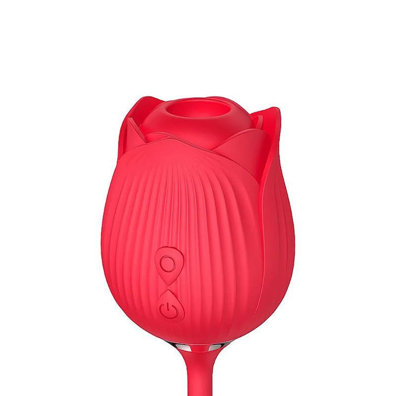 Vibrador e Sugador em Formato de Rosa Recarregável
