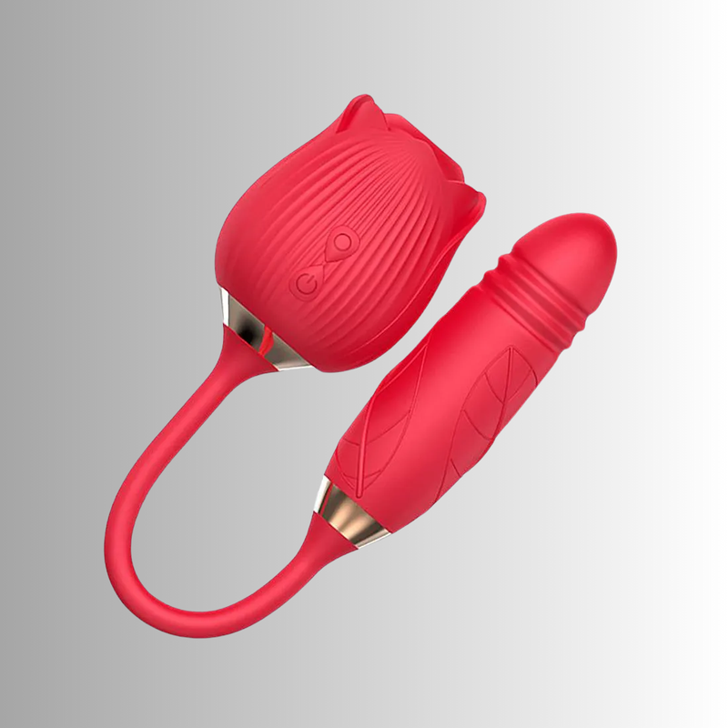 Vibrador e Sugador em Formato de Rosa Recarregável