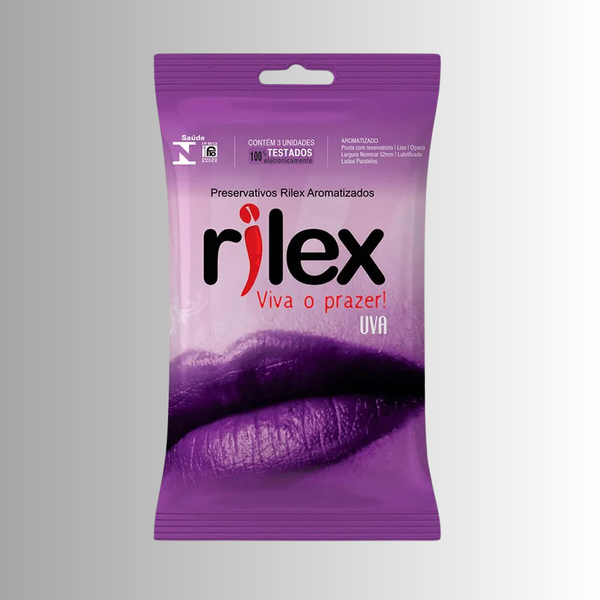 Preservativo Lubrificado com Aroma de Uva 3 Unidades Rilex