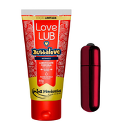 Kit Desejo - Lubrificante BubbaLove Morango + Power Bullet