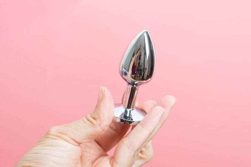 Plug Anal M de Aço com Cristal Rendondo